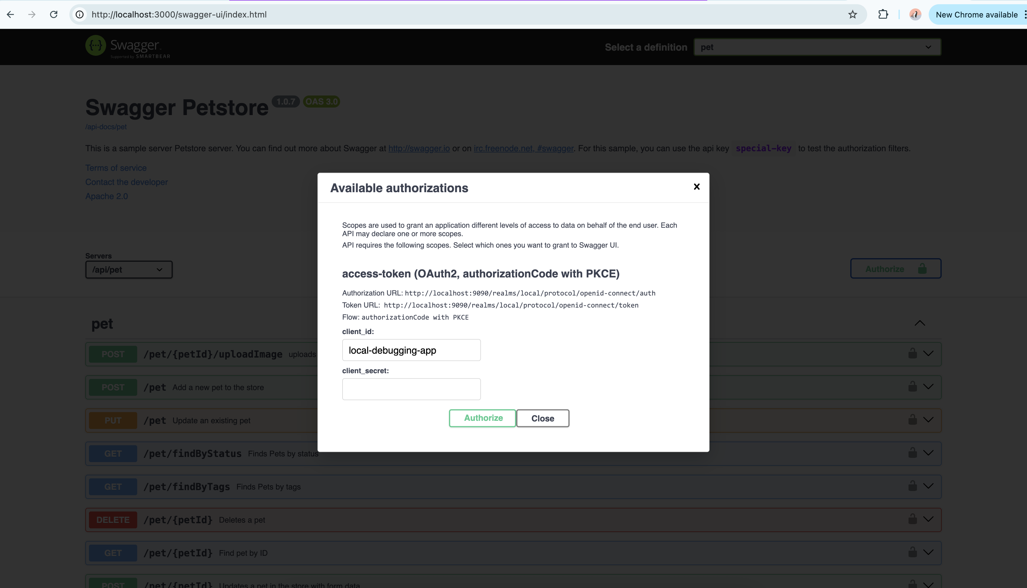 Swagger UI authorization